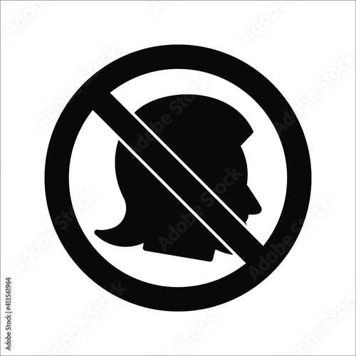 no girls allowed with female symbol on white background. color editable