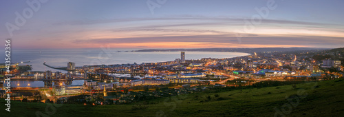 Swansea City at sunset