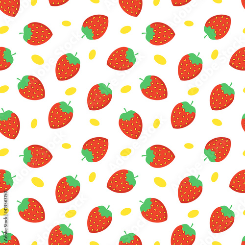 Strawberry fresh fruit seamless abstract pattern on white background vector design