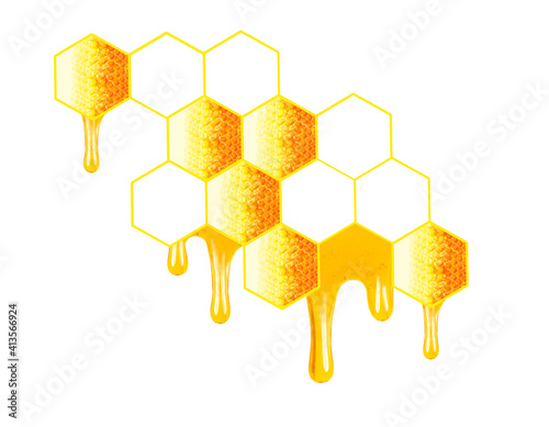 honeycomb dripping isolated on a white background