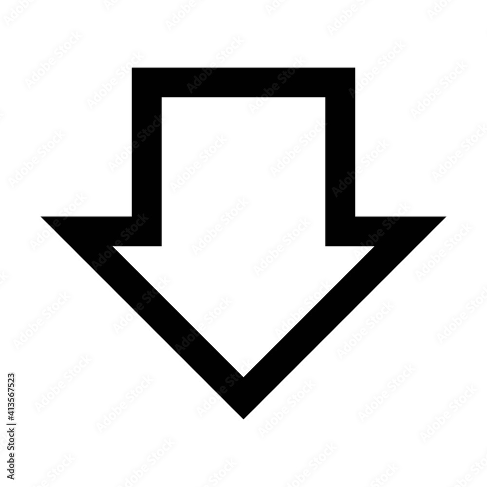 Down arrow symbol icon vector for web and application in a black flat color pictogram illustration Down arrow symbol icon vector for web and application in a black flat color pictogram illustration