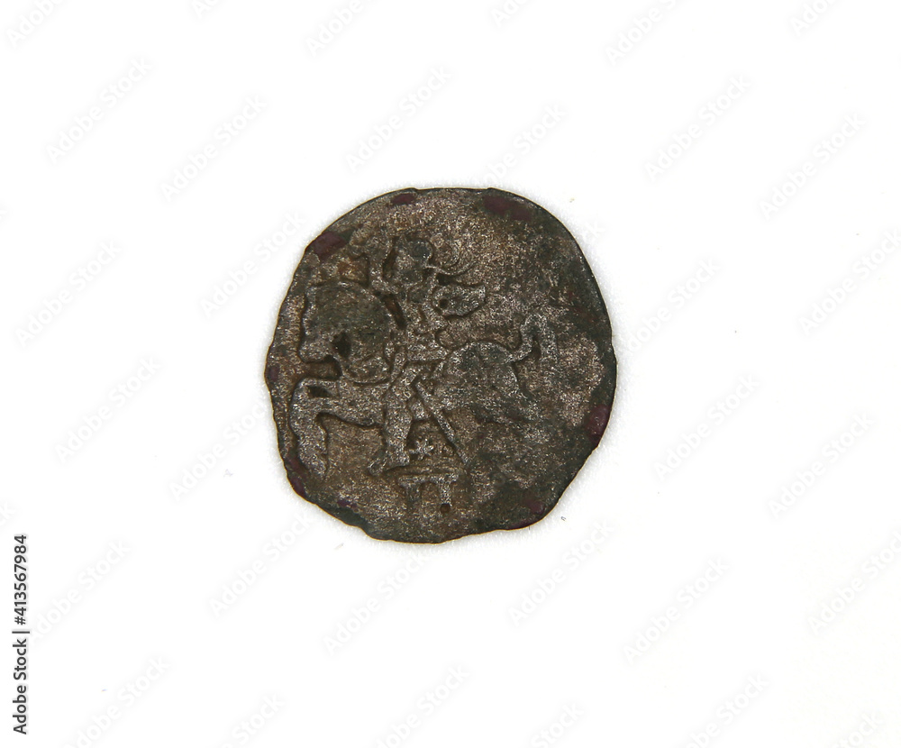 Fototapeta premium Medieval English coin on white background