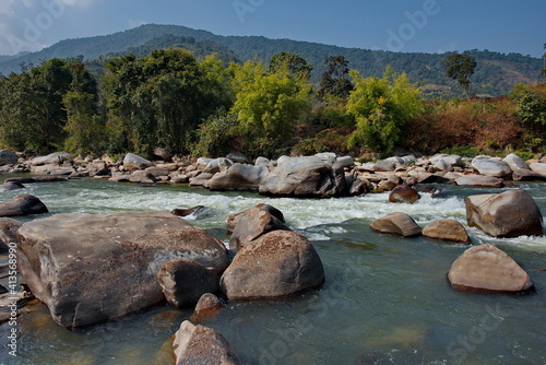 East India, Arunachal Pradesh, Singen river (right tributary of the Brahmaputra river). Turbulent rivers of the southern Himalayas.