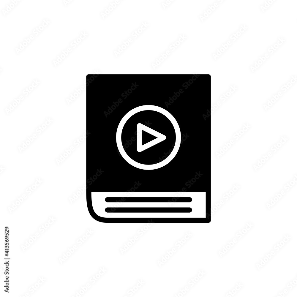Video book icon with glyph style. Icons for online learning and home study.