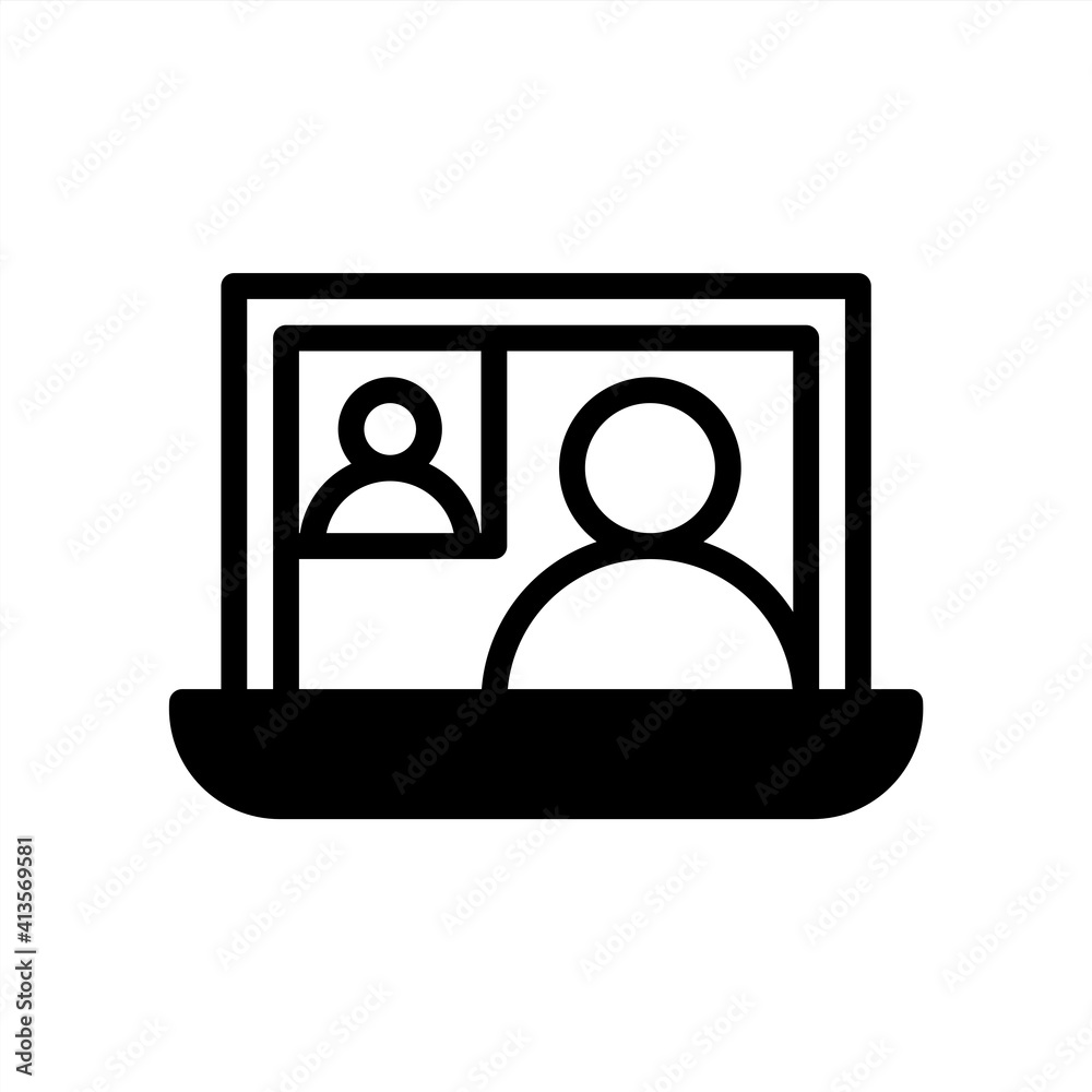 Online video chat icon with glyph style. Icons for online learning and home study. Online video chat icon with glyph style. Icons for online learning and home study.
