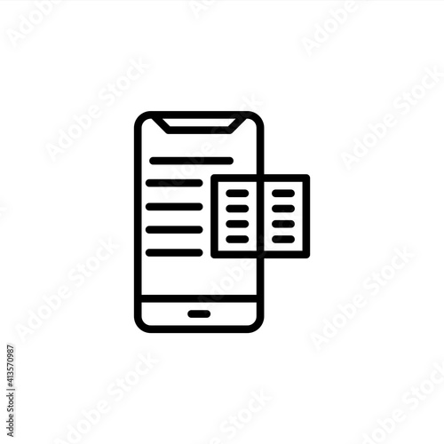 Mobile book icon with outline style. Icons for online learning and home study.