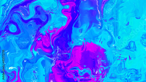 Light blue acrylic fluid art illustration creating with mixed colors technique. 3d rendering of abstract oil paintings on canvas