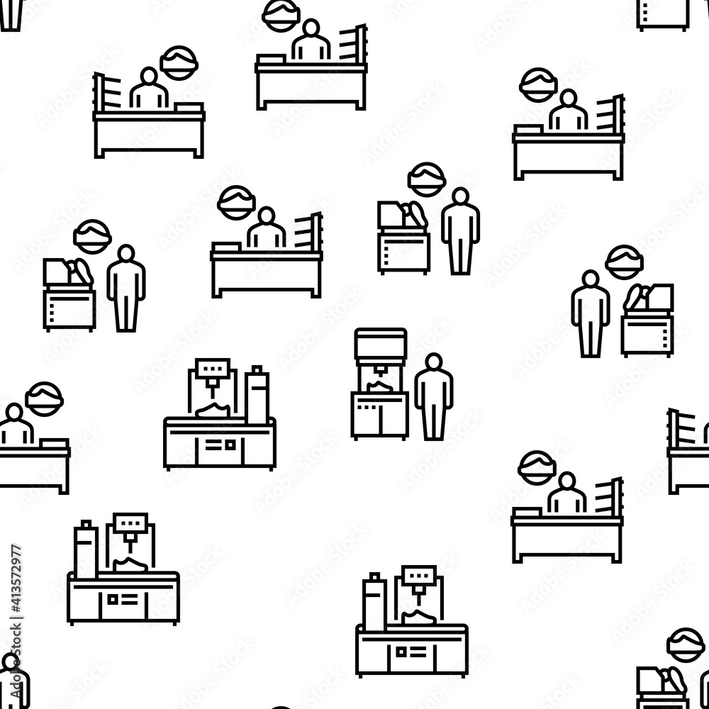 Shoes Repair Service Vector Seamless Pattern Thin Line Illustration Shoes Repair Service Vector Seamless Pattern Thin Line Illustration