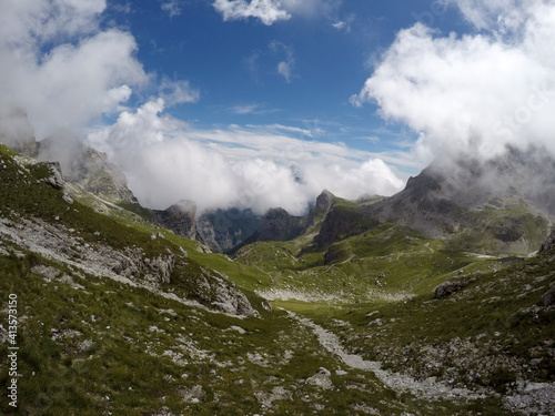 Green landscape in the Dolomites