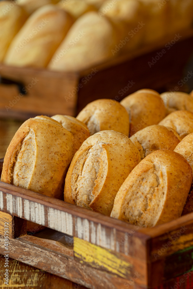 Bread in basket.