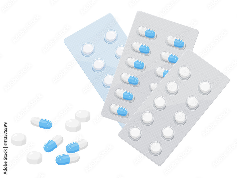 薬のイラスト 錠剤とカプセル Stock Vector Adobe Stock