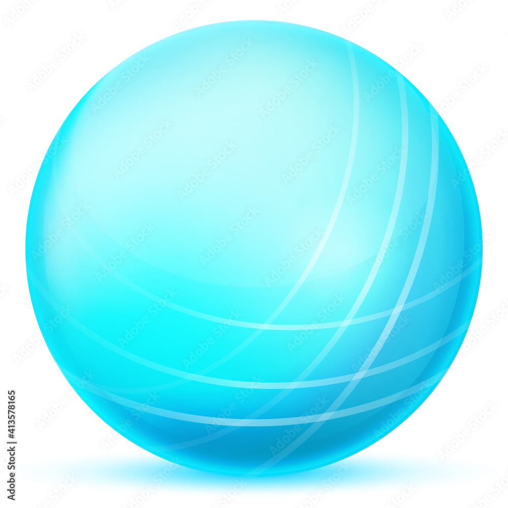 Glass blue ball or precious pearl. Glossy realistic ball, 3D abstract vector illustration highlighted on a white background. Big metal bubble with shadow. Glass blue ball or precious pearl. Glossy realistic ball, 3D abstract vector illustration highlighted on a white background. Big metal bubble with shadow.