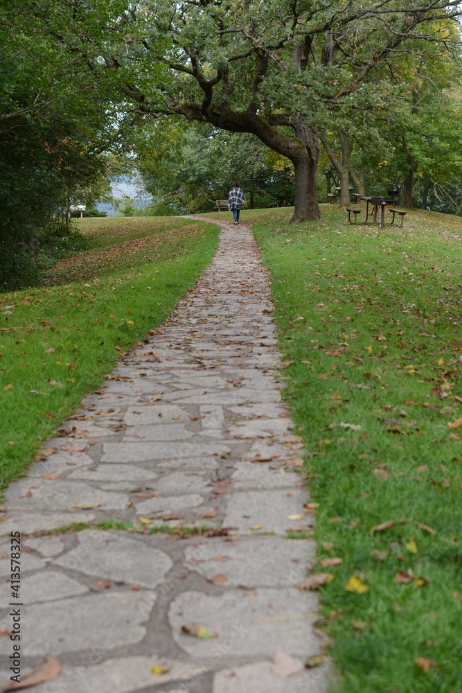 Old city park in the summer