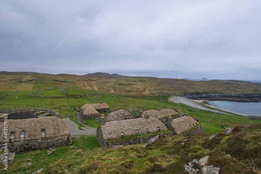 The Gearrannan Blackhouses on the Isle of Lewis in Scotland	