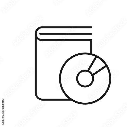 Book and CD icon illustration, flat design vector