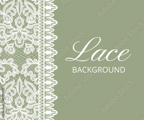 Template of greeting or wedding invitation card with lace frame