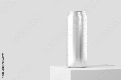 500ml Soda Can White Blank 3D Rendering Mockup