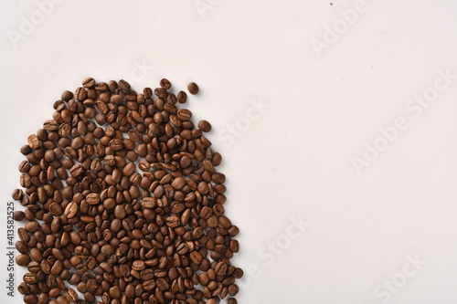 Coffee beans isolated on white background with copy space for text. Coffee background or texture concept.