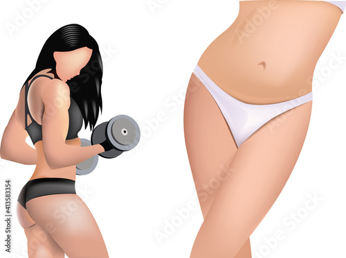 bodybuilder woman woman lifting weights while holding healthy weight