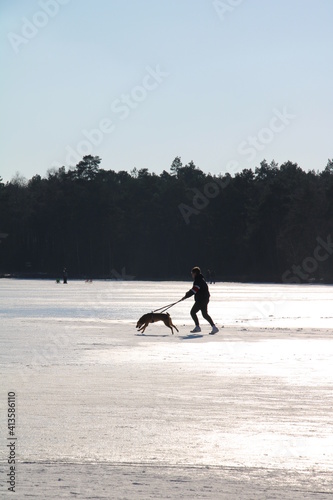 Frozen lake, ice skating