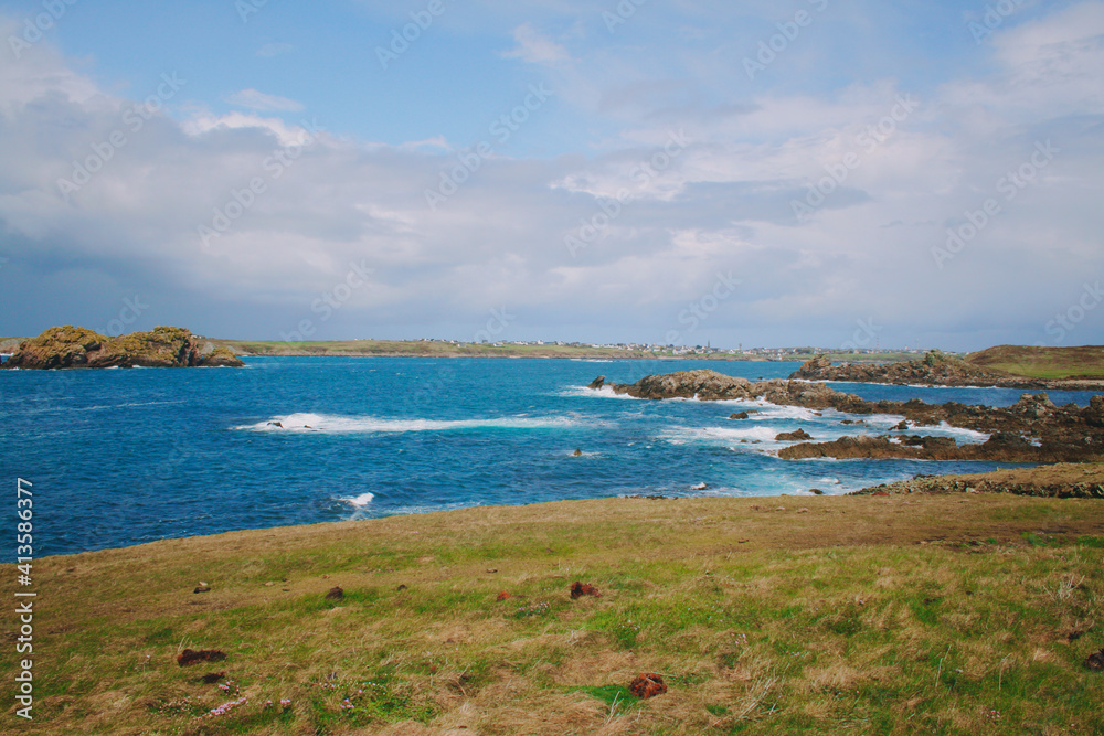 view of the coast of Brittany, France.