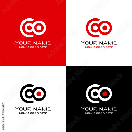 Logo design on black and red background - eps