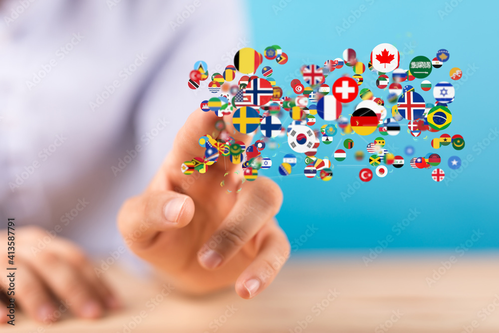 World map with all states and their flags,3d render. World map with all states and their flags,3d render.