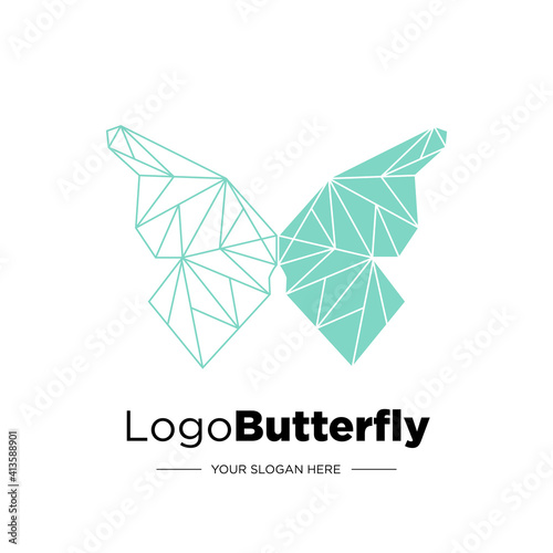 Abstract triangle geometric butterfly. Digital butterfly. Transformation. Logo design. Vector.