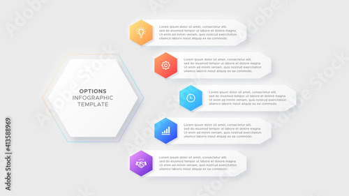 Five 5 Steps Options Business Infographic Modern Design Template
