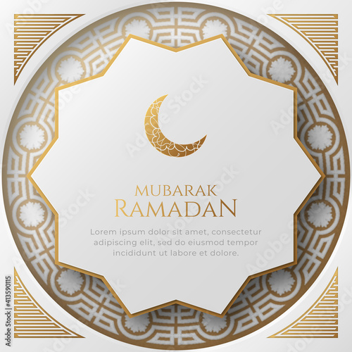 Ramadan Kareem Eid Mubarak Islamic Arabic Ornament Border Luxury Abstract Background
