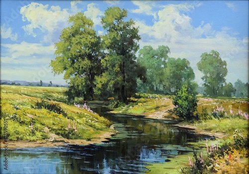 landscape with a river and trees