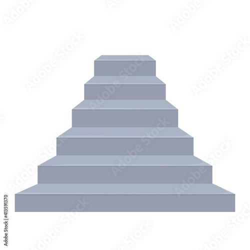 Stone, rock stairs isolated on white background in cartoon flat style. Construction, architecture element, solid. Interior boulder, ui design. Motivation concept.