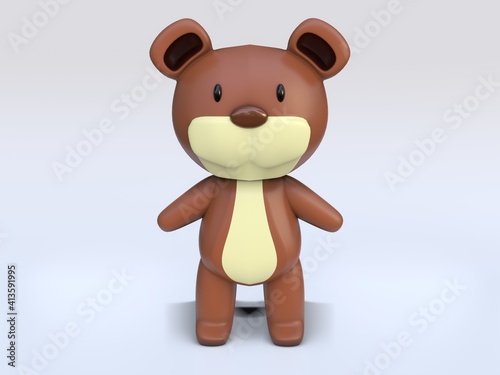 3D RENDER ILLUSTRATION. Cartoon character cute teddy bear model doll.