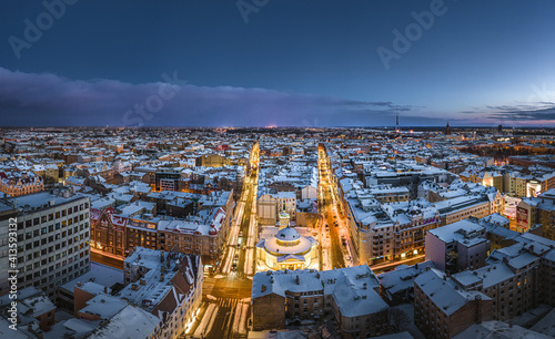 Canvas Print Riga city panorama in winter time