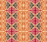 Seamless Kazakh or Kyrgiz tribal national Middle Asian ethnic colorful red, orange and black ornament for custom design, background, textile