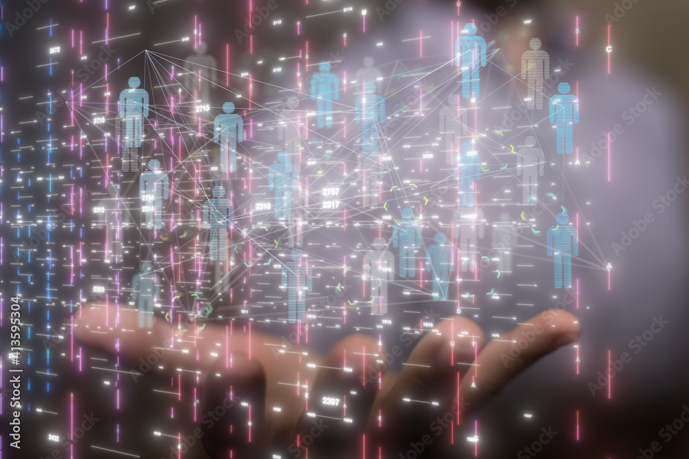 Abstract network of physical devices on the Internet using a network connection with statistics numbers 3d illustration Abstract network of physical devices on the Internet using a network connection with statistics numbers 3d illustration