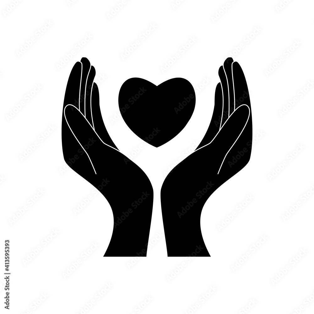 Healthcare hands holding heart flat vector icon for apps and website Healthcare hands holding heart flat vector icon for apps and website