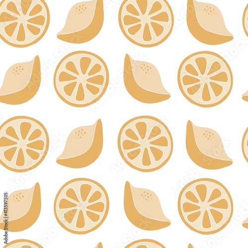 Lemons seamless pattern in boho style