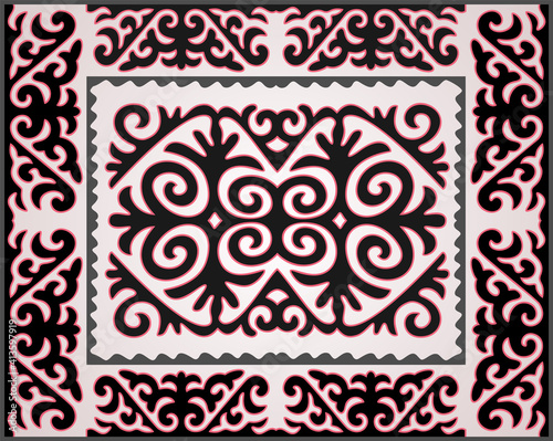 Seamless Kazakh national ethnic ornamental pattern for background, carpet or textile