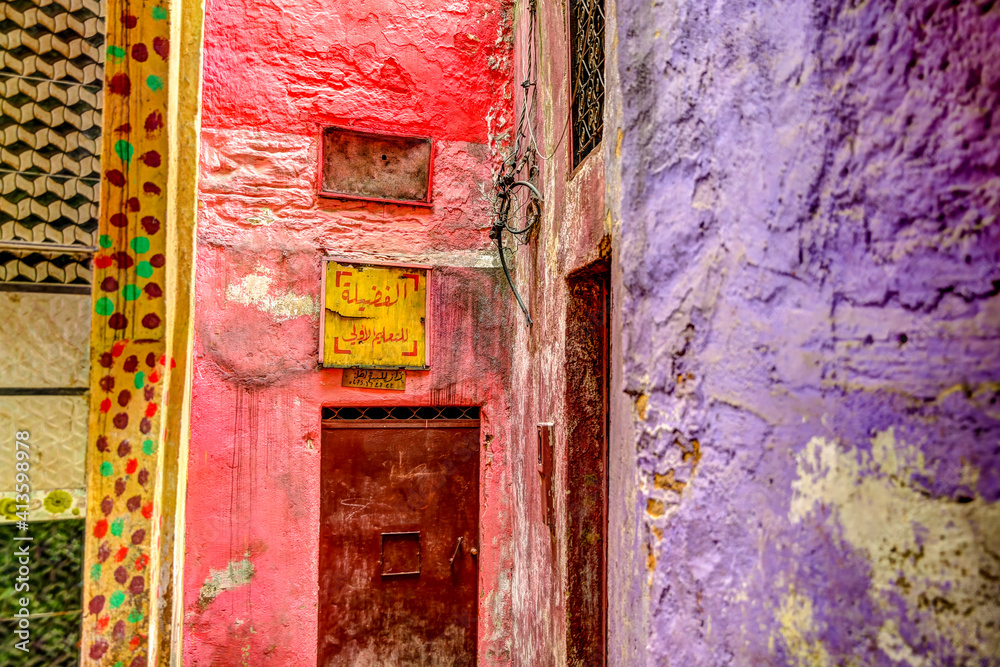 Colourful streets and cityscapes of Fez Morocco