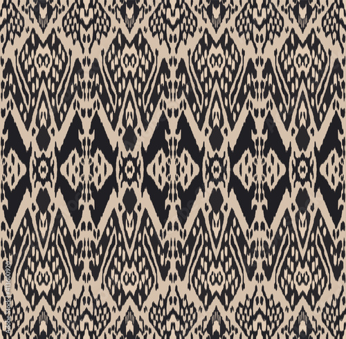 Seamless Uzbek or Indonestian Ikat vector fabric pattern, textile ornaments in ethnic Asian style, simple and colorful, cold tones, for custom design and print, lilac, blue and beige.