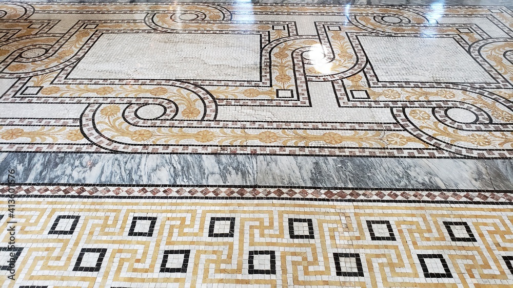 detail of the mosaic tile floor