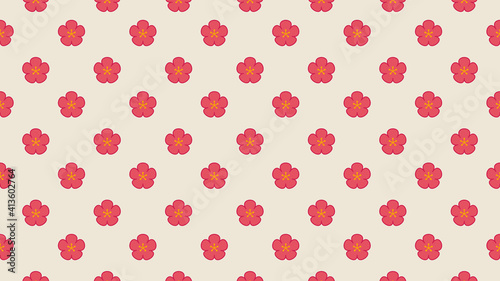 Plum blossom pattern wallpaper. Plum blossom doodle symbol.