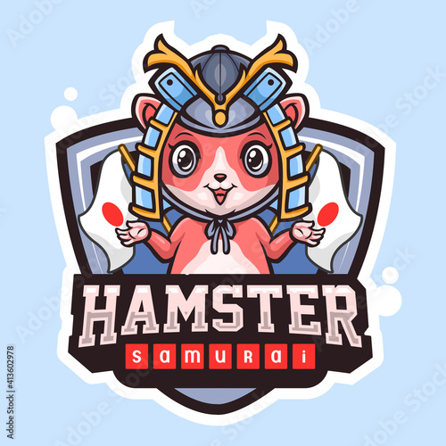 Hamster samurai mascot. esport logo design