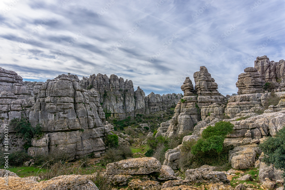 El Torcal Nature Reserve in Andalusia with ist strange karst rock formations