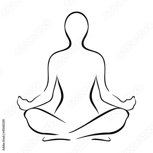 Yoga Sitting Pose Silhouette Vector Illustration