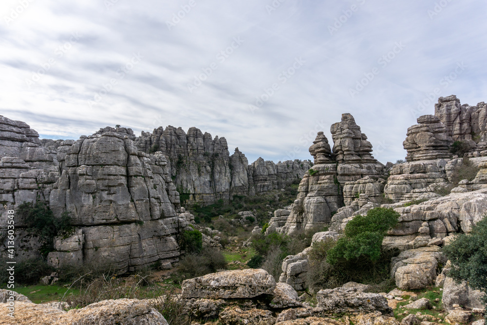 El Torcal Nature Reserve in Andalusia with ist strange karst rock formations