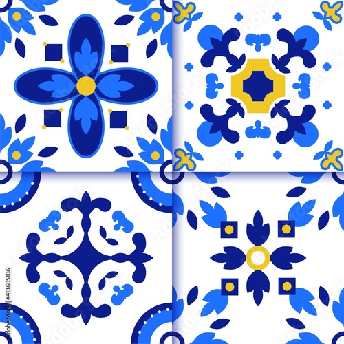Azulejos Portuguese tile floor pattern
