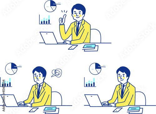 さまざまな表情のビジネスマン　セット