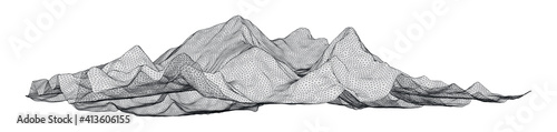 Mt. Everest Mountain wireframe 3d model render - accurate model made from terrain data